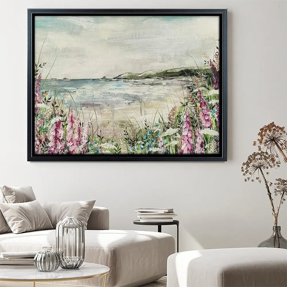 Pink Coastal Flowers Canvas Print Pink Coastal Flowers Canvas Print wall art product Nicola Jane Rowles