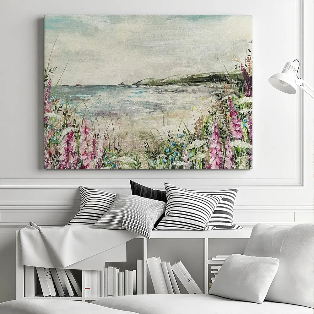 Pink Coastal Flowers Canvas Print Pink Coastal Flowers Canvas Print wall art product Nicola Jane Rowles
