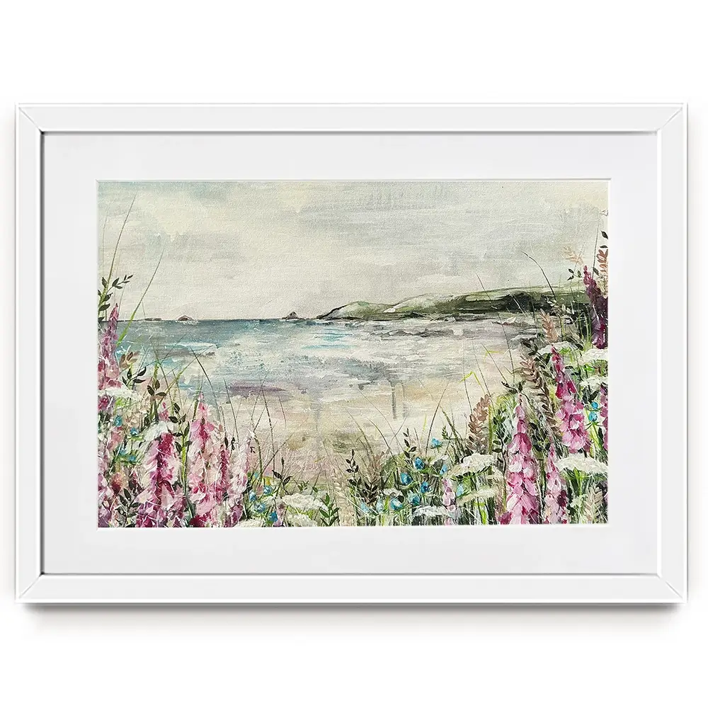 Pink Coastal Flowers Framed Art Print Pink Coastal Flowers Framed Art Print wall art product Nicola Jane Rowles