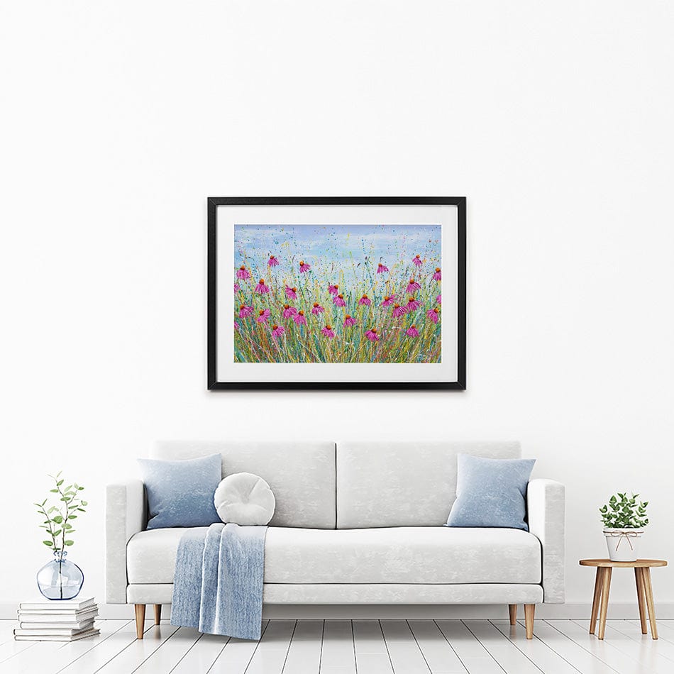 Pink Coneflowers Framed Art Print wall art product Olga Tkachyk