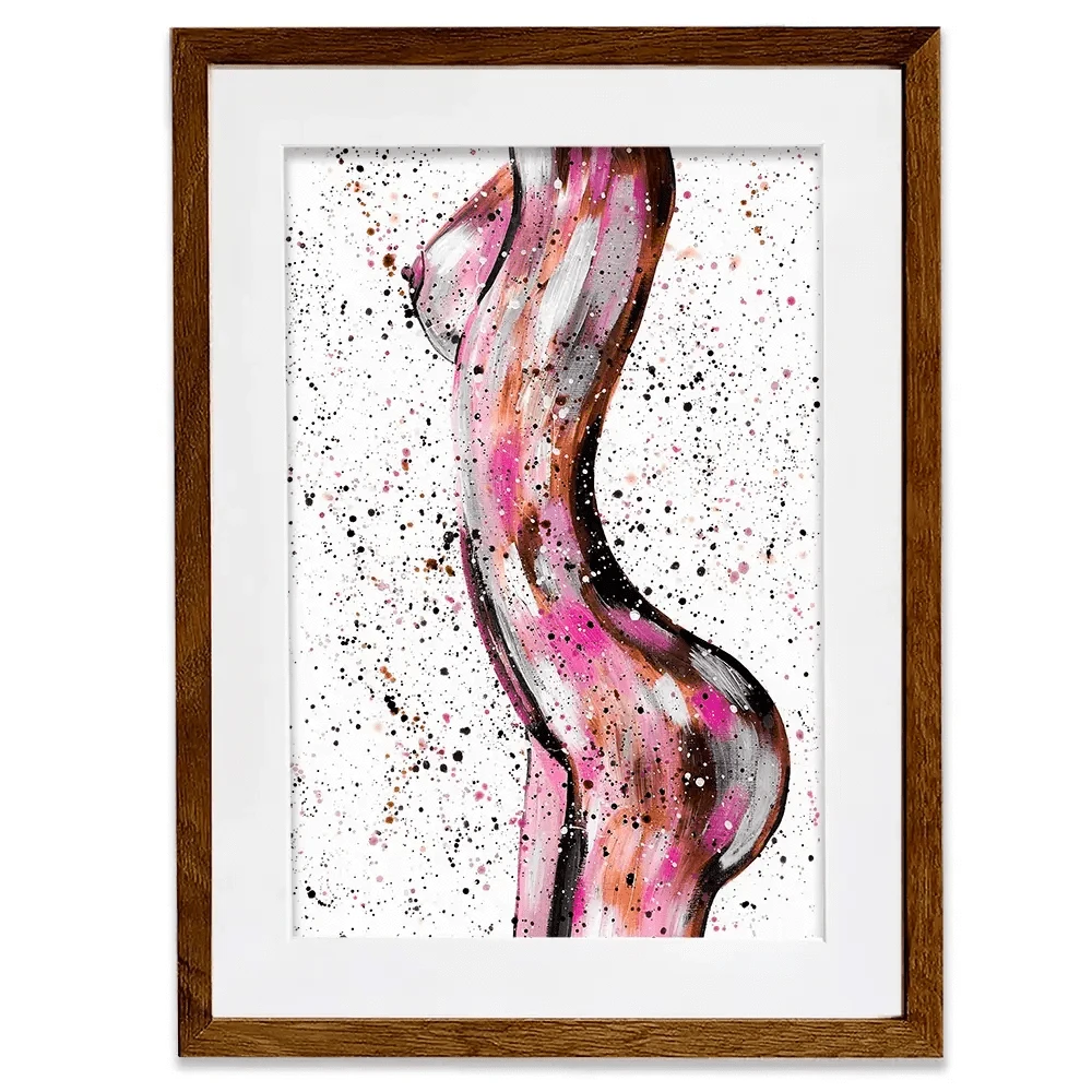 Pink Curves Framed Art Print Pink Curves Framed Art Print wall art product Emma LC Art