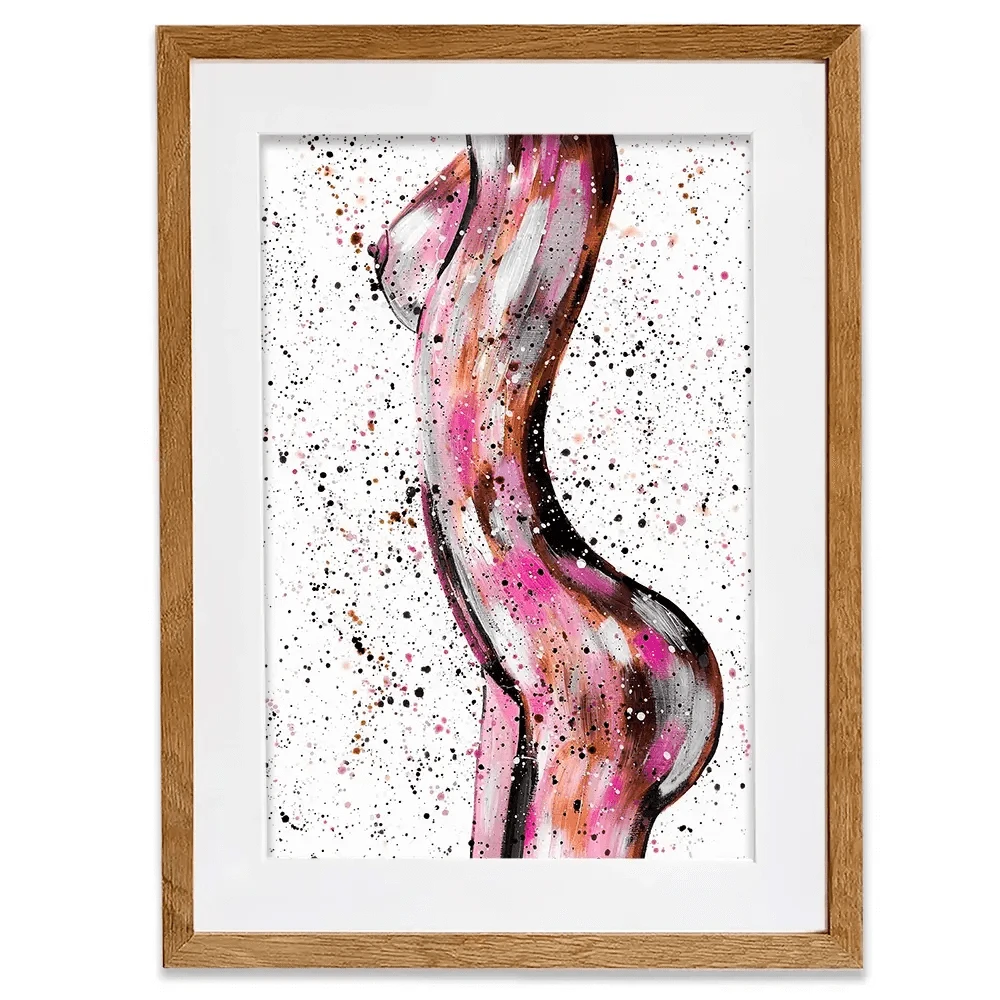 Pink Curves Framed Art Print Pink Curves Framed Art Print wall art product Emma LC Art
