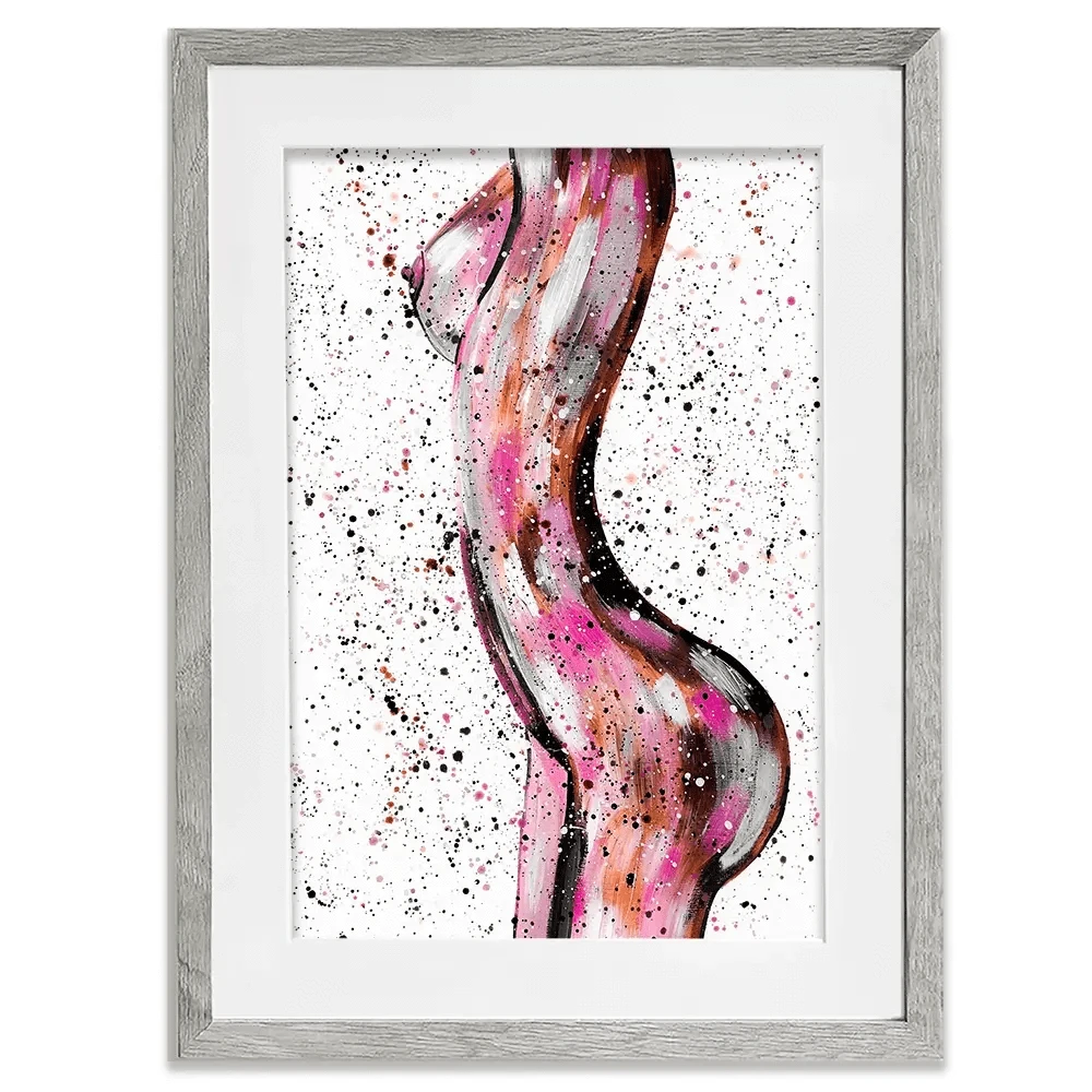 Pink Curves Framed Art Print Pink Curves Framed Art Print wall art product Emma LC Art
