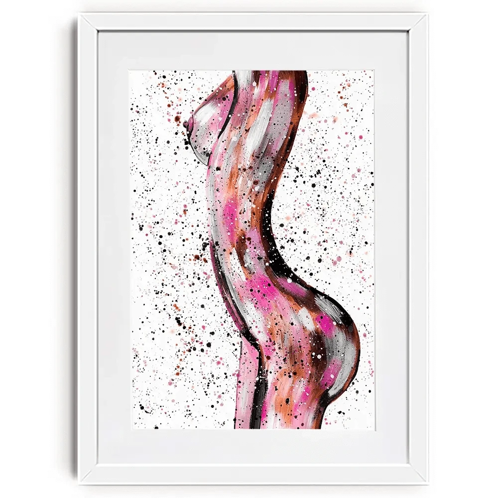Pink Curves Framed Art Print Pink Curves Framed Art Print wall art product Emma LC Art