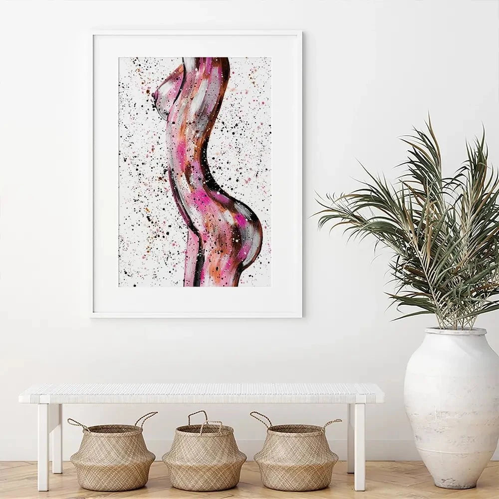 Pink Curves Framed Art Print Pink Curves Framed Art Print wall art product Emma LC Art