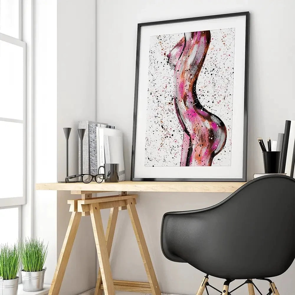 Pink Curves Framed Art Print Pink Curves Framed Art Print wall art product Emma LC Art