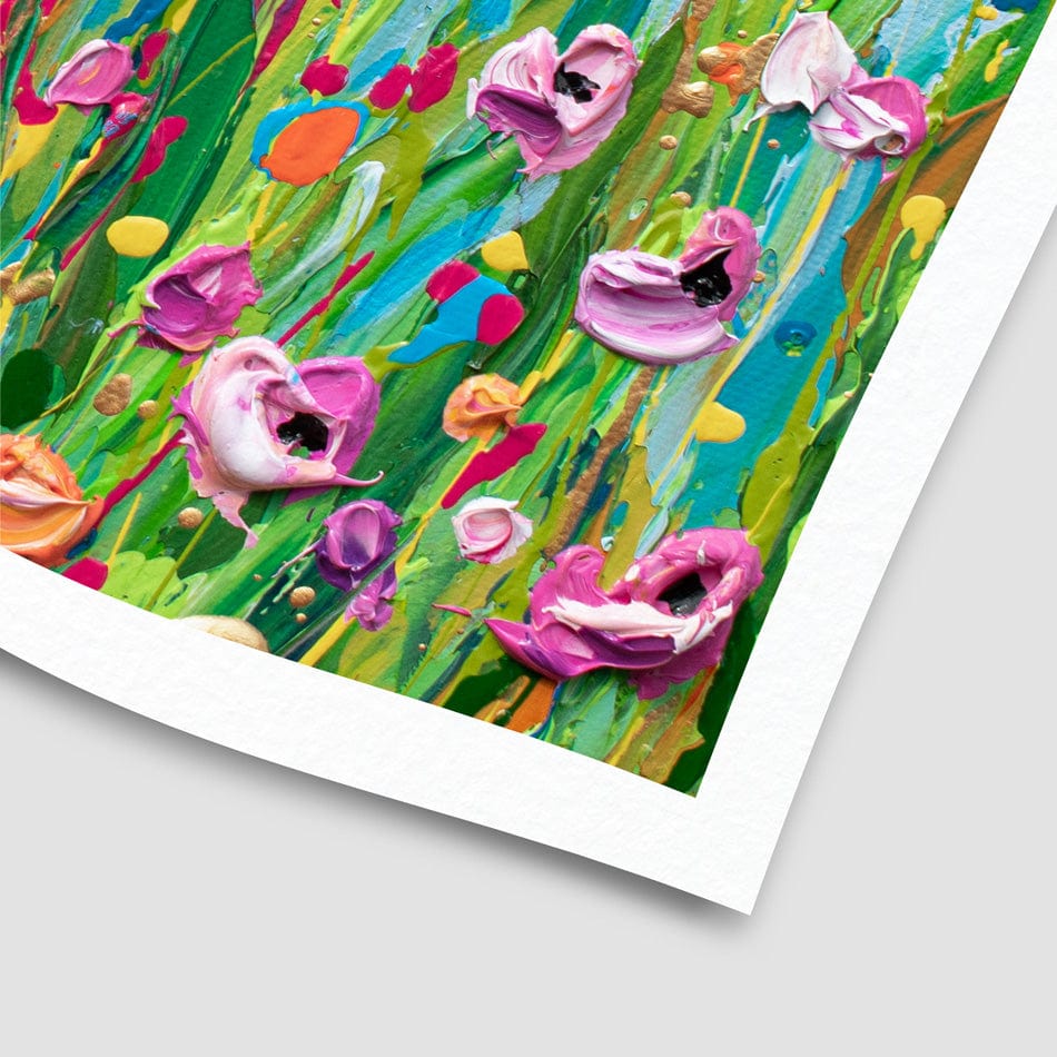 Pink Dotted Flowers Art Print wall art product Olga Tkachyk