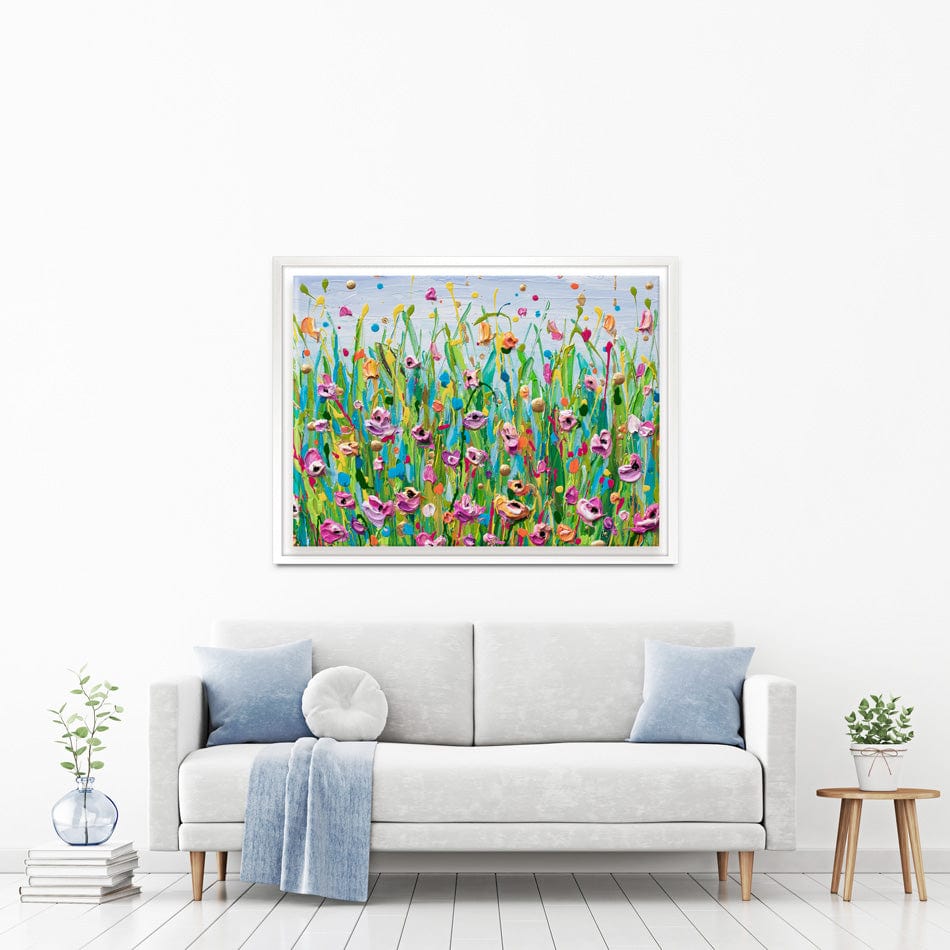 Pink Dotted Flowers Canvas Print wall art product Olga Tkachyk