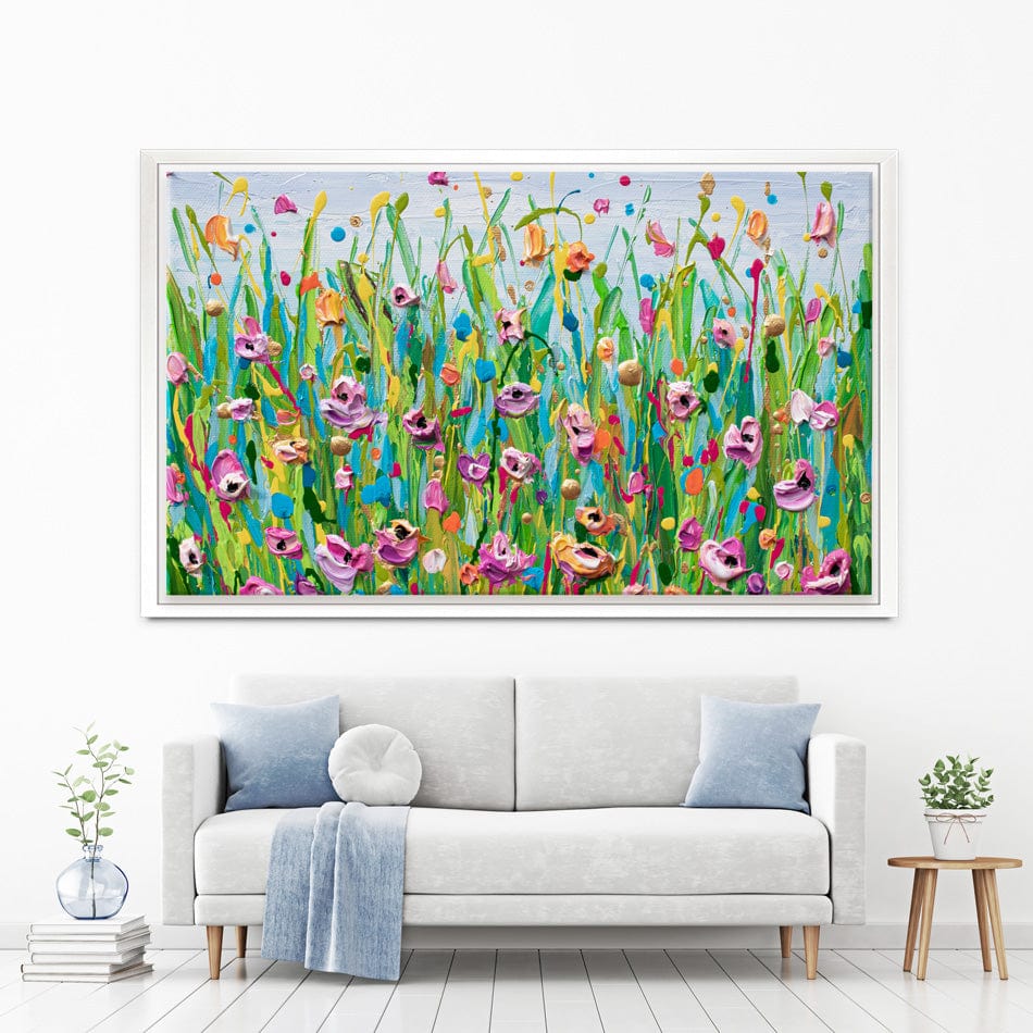 Pink Dotted Flowers Canvas Print wall art product Olga Tkachyk