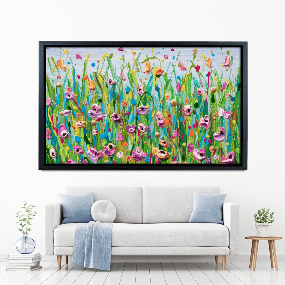 Pink Dotted Flowers Canvas Print wall art product Olga Tkachyk
