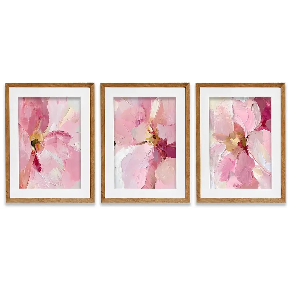 Pink Floral Framed Art Print Trio Pink Floral Framed Art Print Trio wall art product IAmHomeStudio