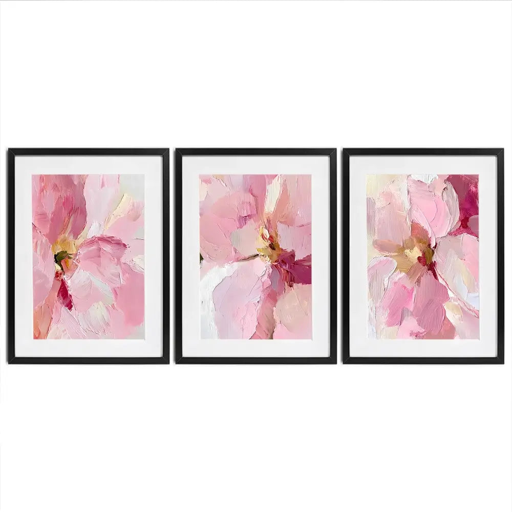 Pink Floral Framed Art Print Trio Pink Floral Framed Art Print Trio wall art product IAmHomeStudio