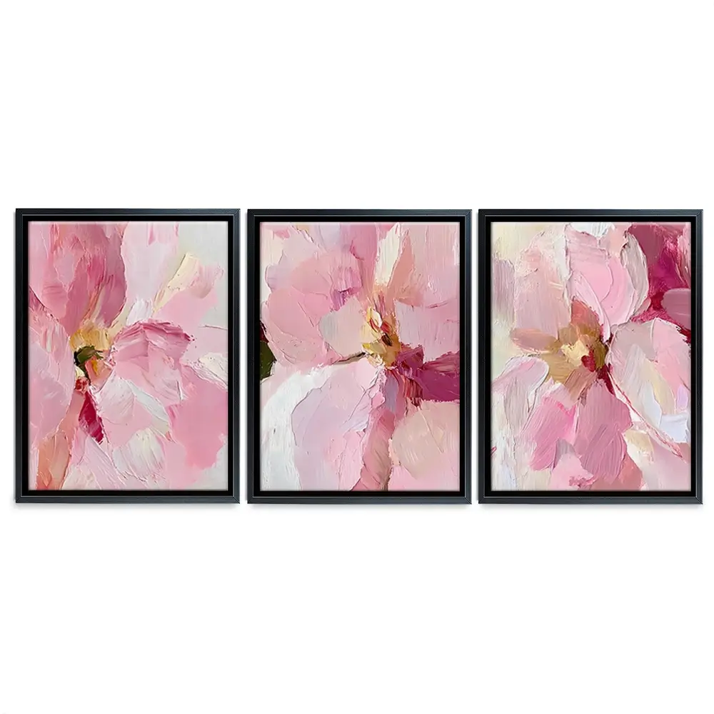 Pink Floral Trio Canvas Print Pink Floral Trio Canvas Print wall art product IAmHomeStudio