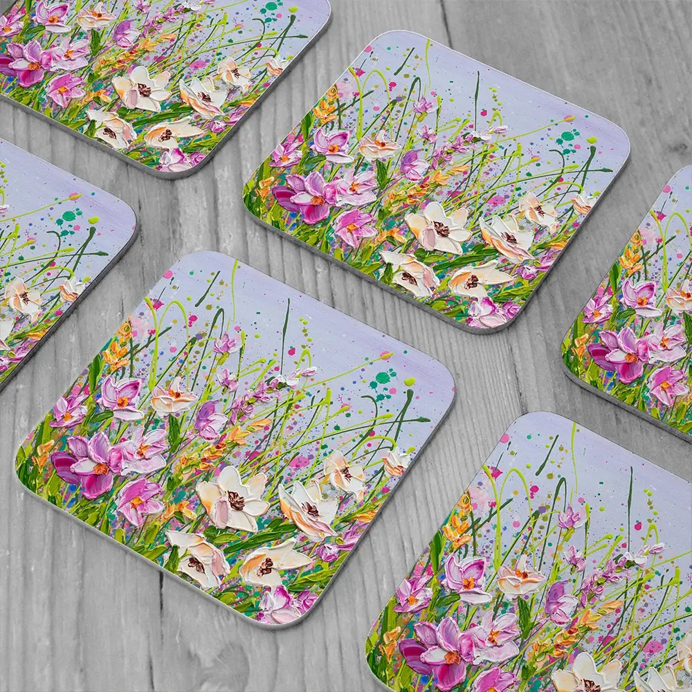 Pink Florals Coaster Set Pink Florals Coaster Set wall art product Olga Tkachyk