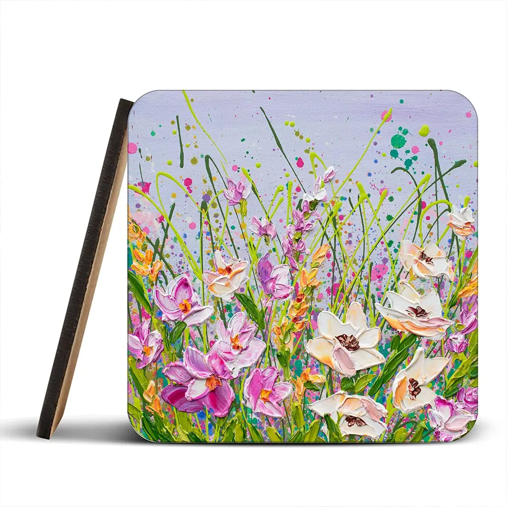 Pink Florals Coaster Set Pink Florals Coaster Set wall art product Olga Tkachyk