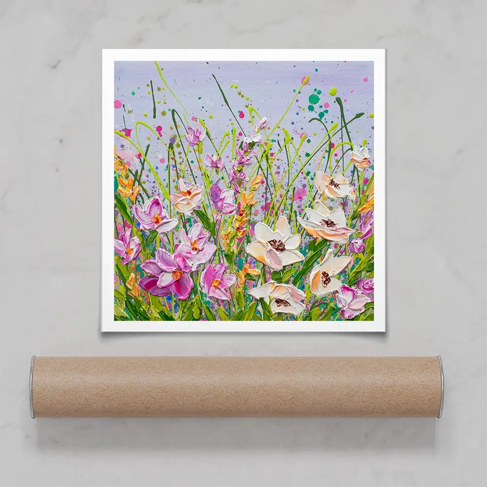 Pink Florals Square Art Print Pink Florals Square Art Print wall art product Olga Tkachyk