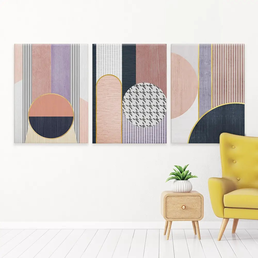 Pink Geometric Harmony Trio Canvas Print Pink Geometric Harmony Trio Canvas Print wall art product Treechild