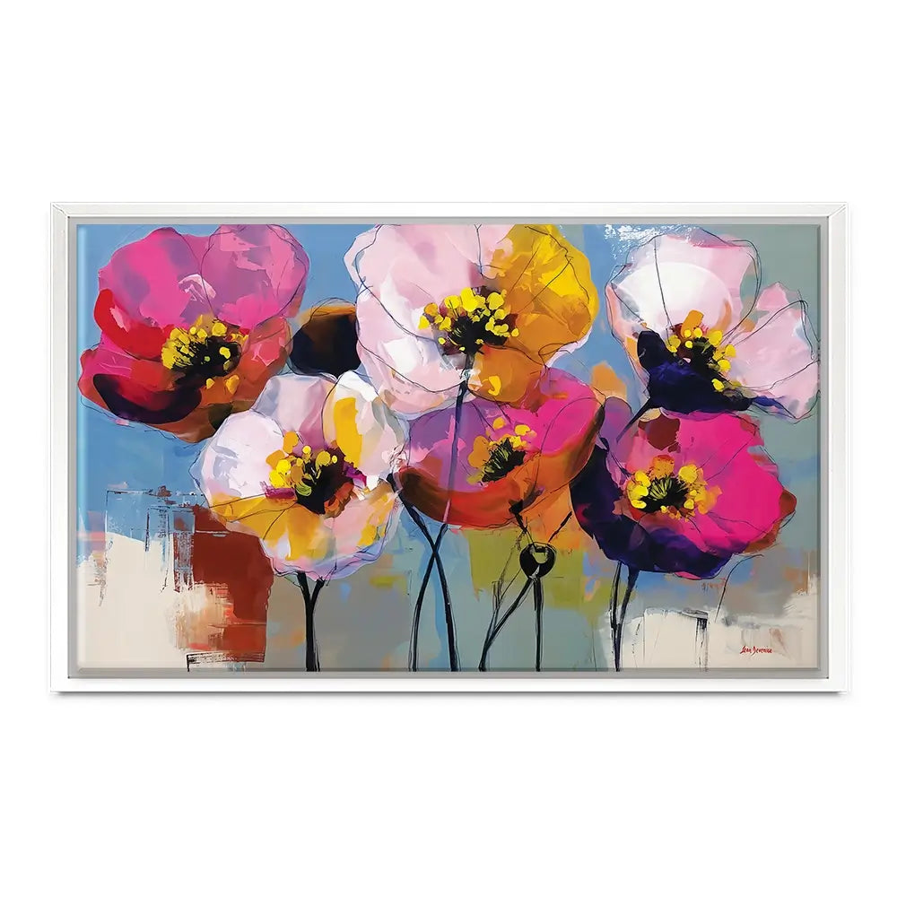 Pink Joyful Flowers Canvas Print Pink Joyful Flowers Canvas Print wall art product Leon Devenice