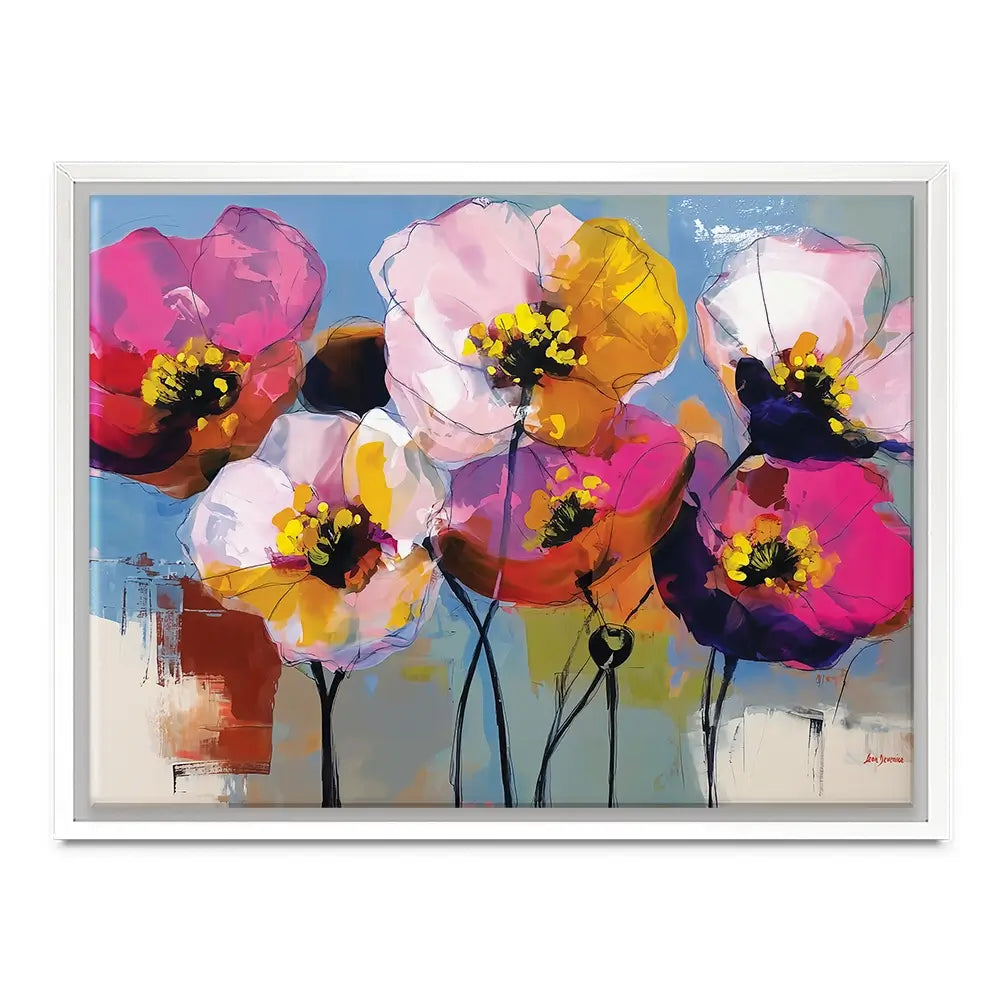 Pink Joyful Flowers Canvas Print Pink Joyful Flowers Canvas Print wall art product Leon Devenice