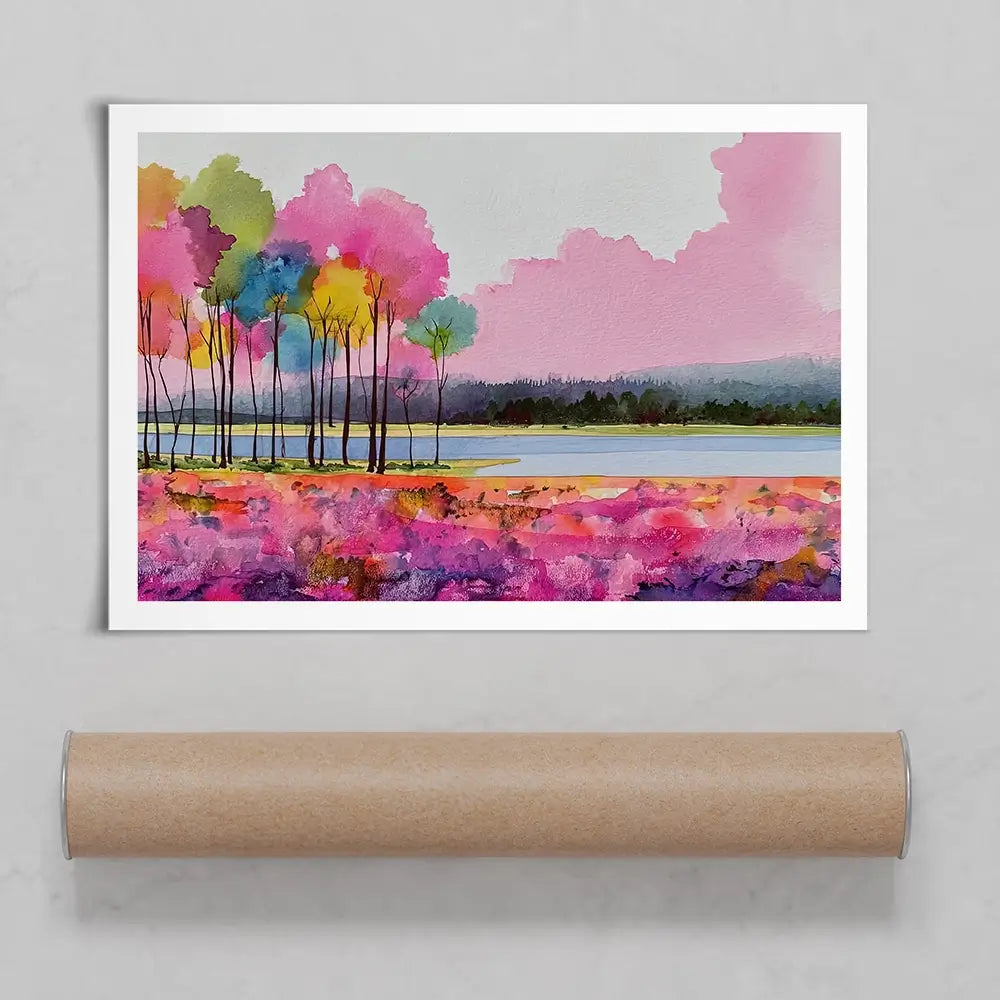 Pink Lake View Art Print Pink Lake View Art Print wall art product David Alexander Elder