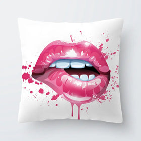 Pink Lips Cushion Pink Lips Cushion wall art product Art Print Shop