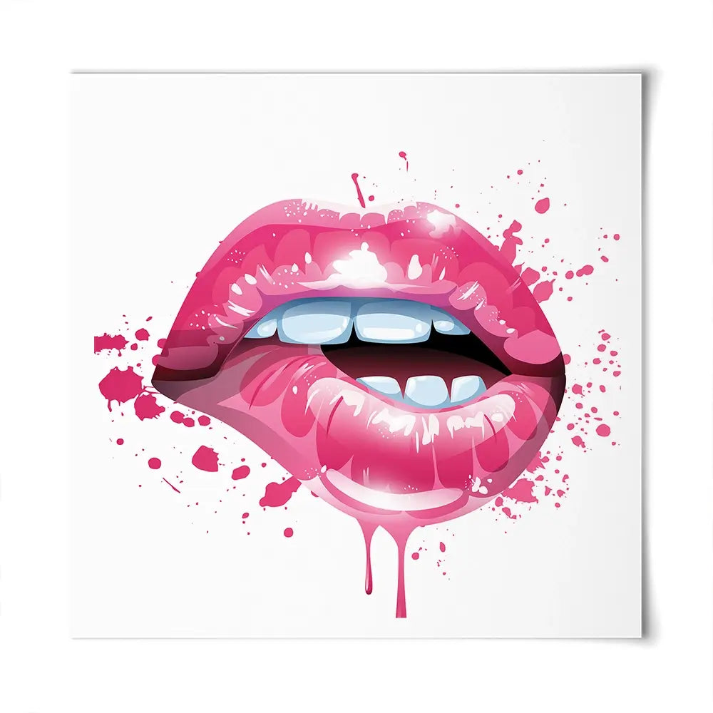 Pink Lips Square Art Print Pink Lips Square Art Print wall art product Art Print Shop