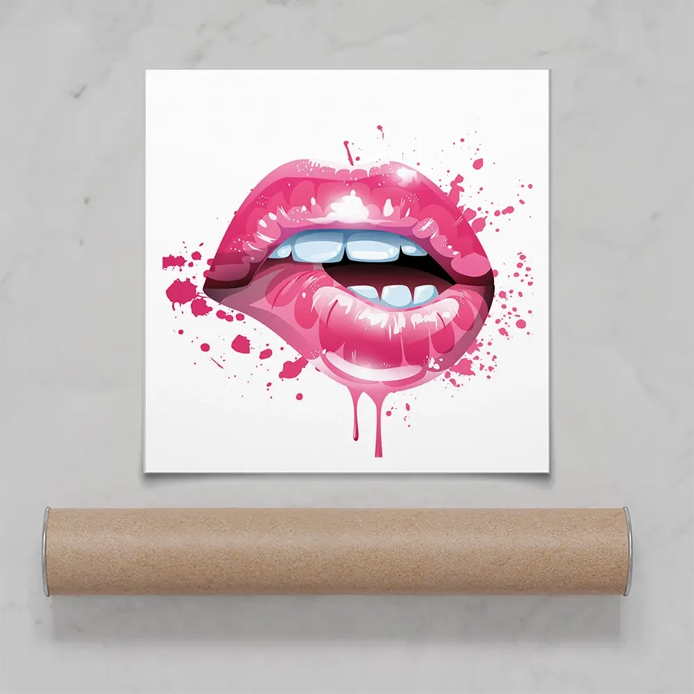 Pink Lips Square Art Print Pink Lips Square Art Print wall art product Art Print Shop