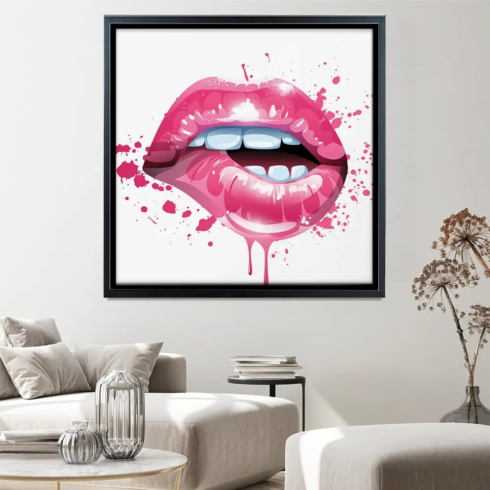 Pink Lips Square Canvas Print Pink Lips Square Canvas Print wall art product KenoKickit / Shutterstock
