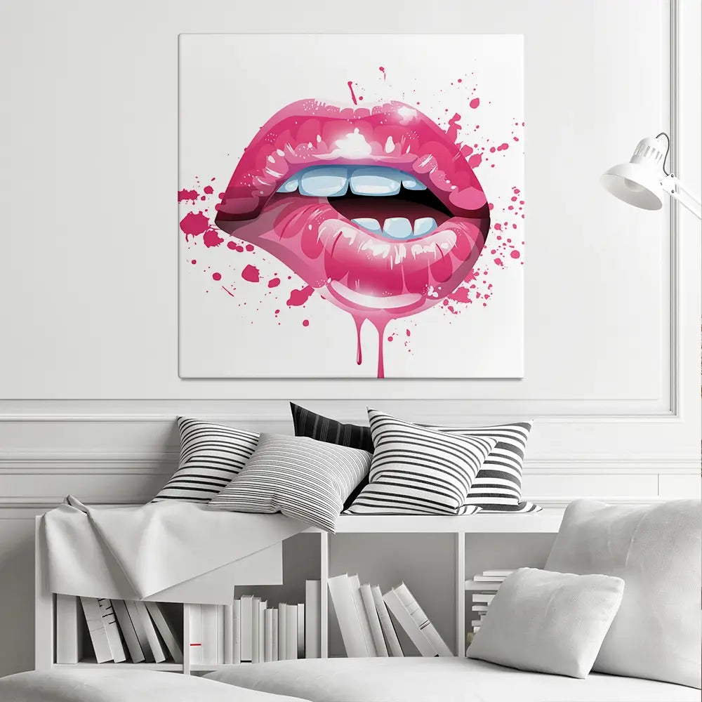 Pink Lips Square Canvas Print Pink Lips Square Canvas Print wall art product KenoKickit / Shutterstock