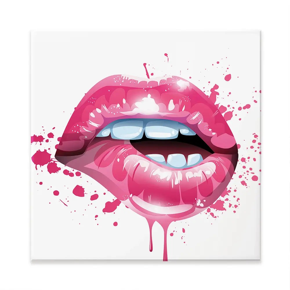 Pink Lips Square Canvas Print Pink Lips Square Canvas Print wall art product KenoKickit / Shutterstock