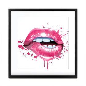 Pink Lips Square Framed Art Print Pink Lips Square Framed Art Print wall art product Art Print Shop