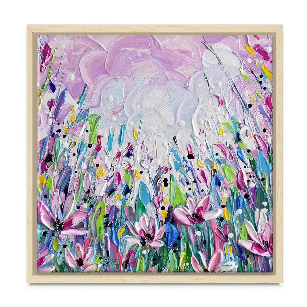 Pink Meadow 2 Square Canvas Print Pink Meadow 2 Square Canvas Print wall art product Olga Tkachyk