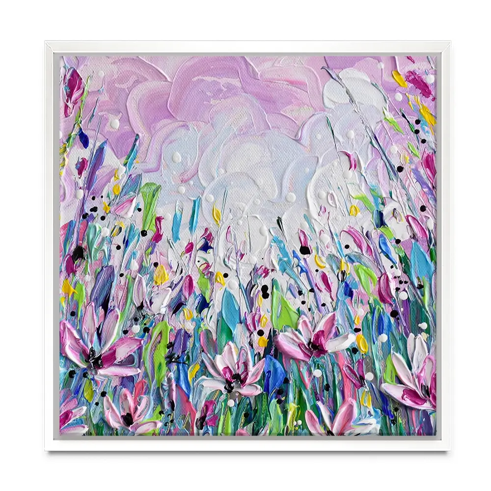 Pink Meadow 2 Square Canvas Print Pink Meadow 2 Square Canvas Print wall art product Olga Tkachyk