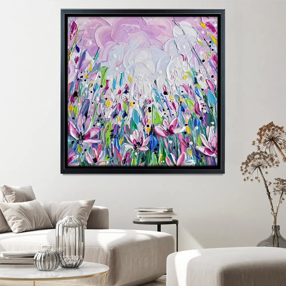 Pink Meadow 2 Square Canvas Print Pink Meadow 2 Square Canvas Print wall art product Olga Tkachyk