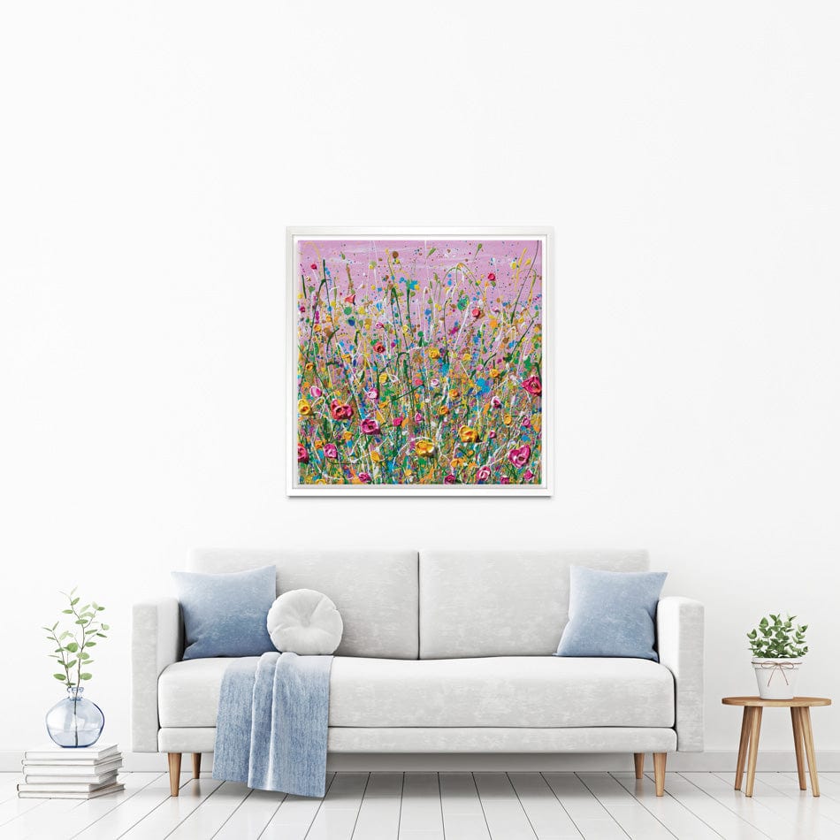 Pink Meadow Square Canvas Print wall art product Olga Tkachyk