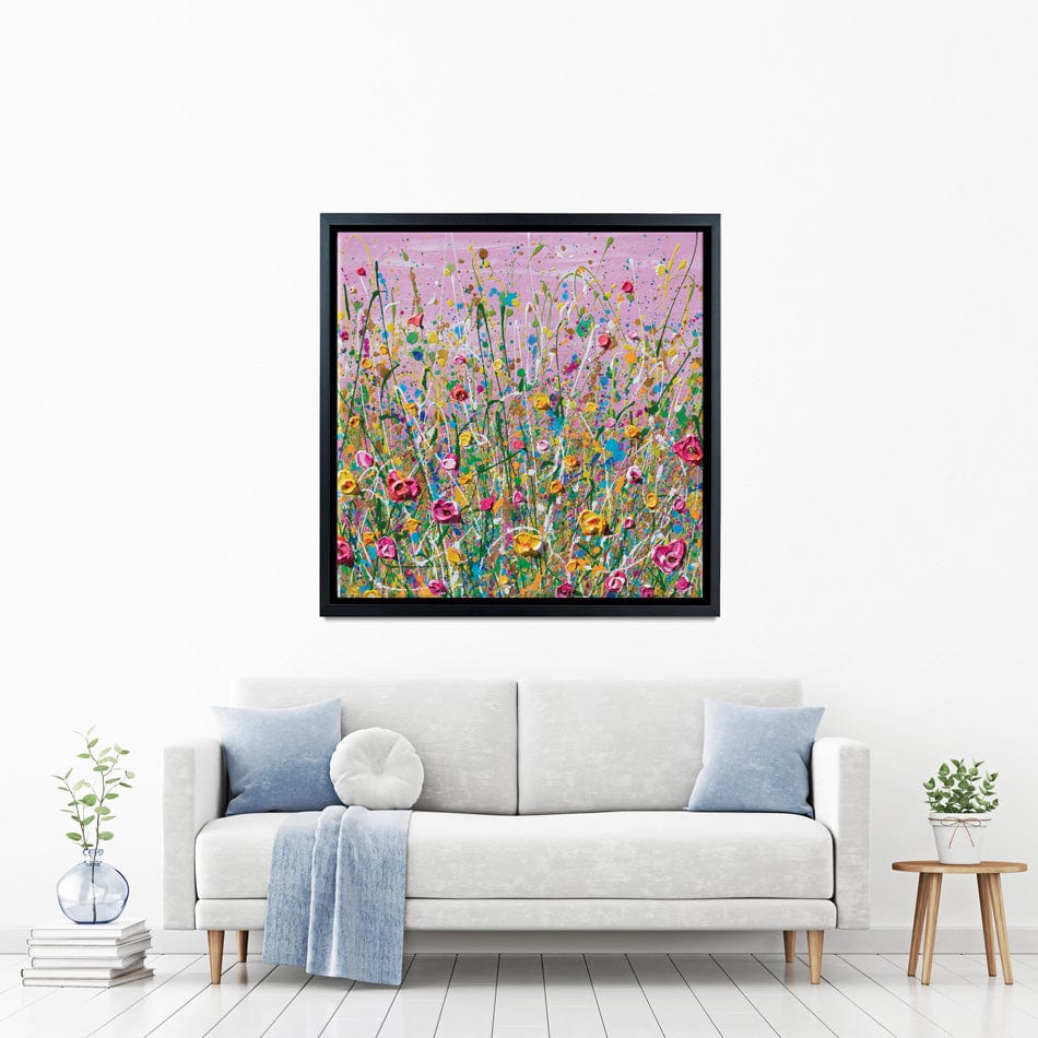 Pink Meadow Square Canvas Print wall art product Olga Tkachyk