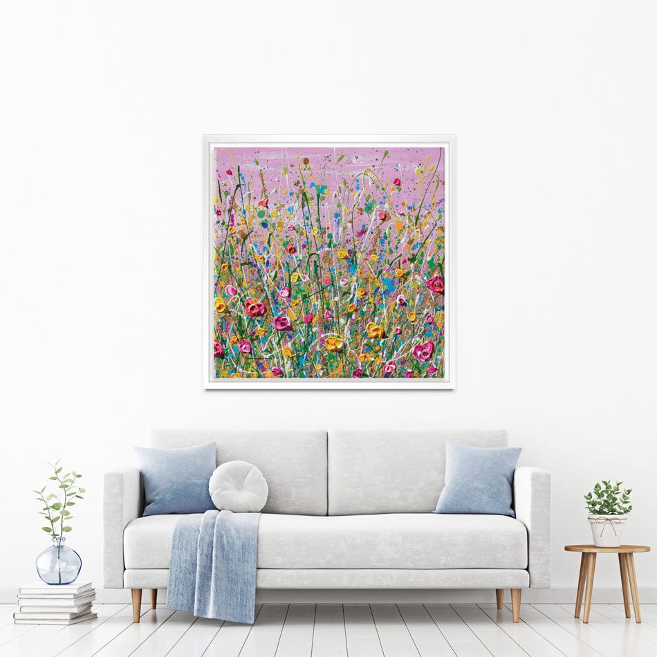 Pink Meadow Square Canvas Print wall art product Olga Tkachyk