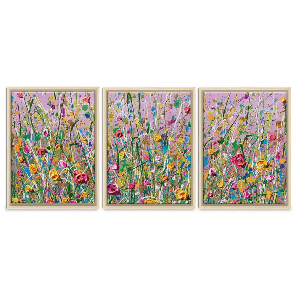 Pink Meadow Trio Canvas Print Pink Meadow Trio Canvas Print wall art product Olga Tkachyk