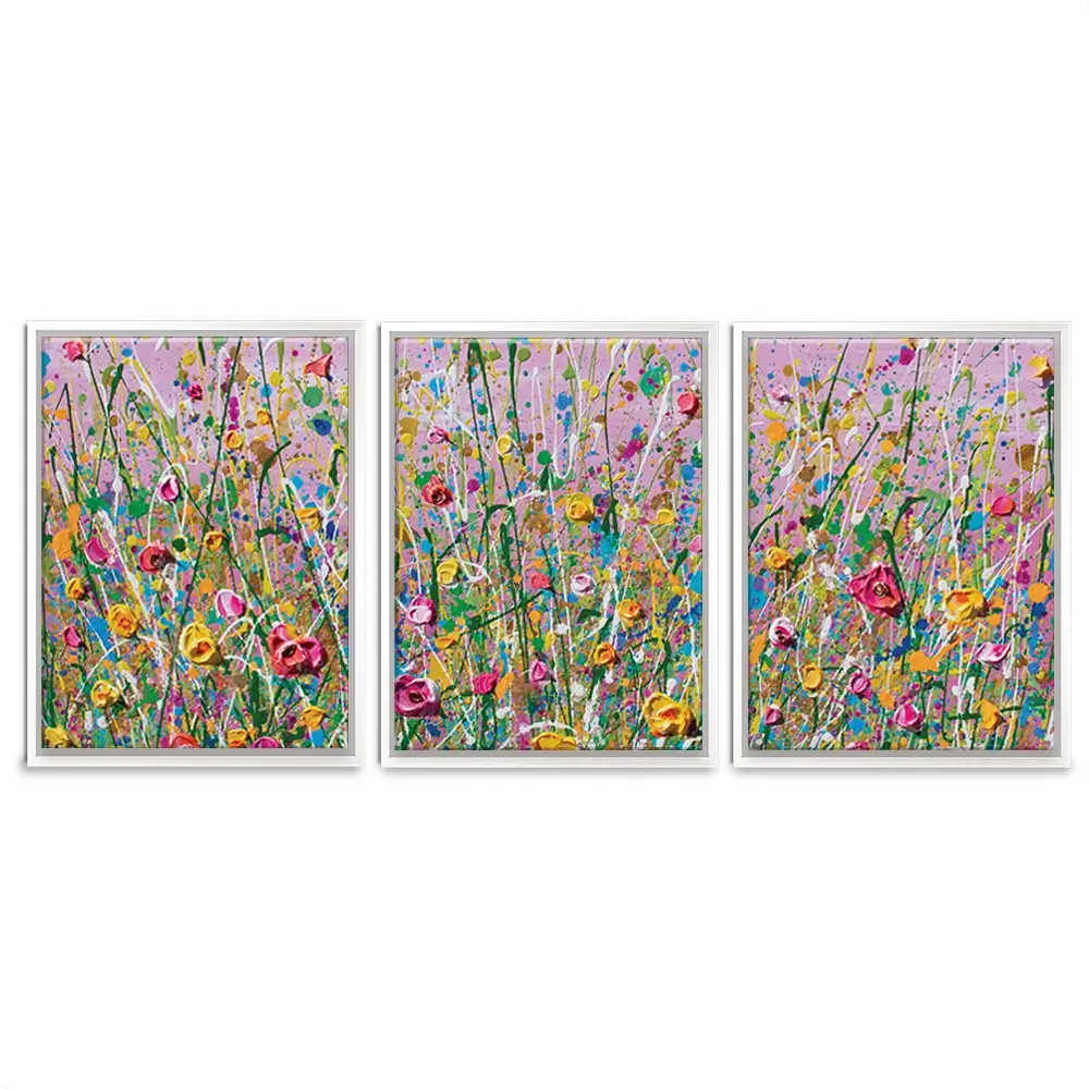 Pink Meadow Trio Canvas Print Pink Meadow Trio Canvas Print wall art product Olga Tkachyk