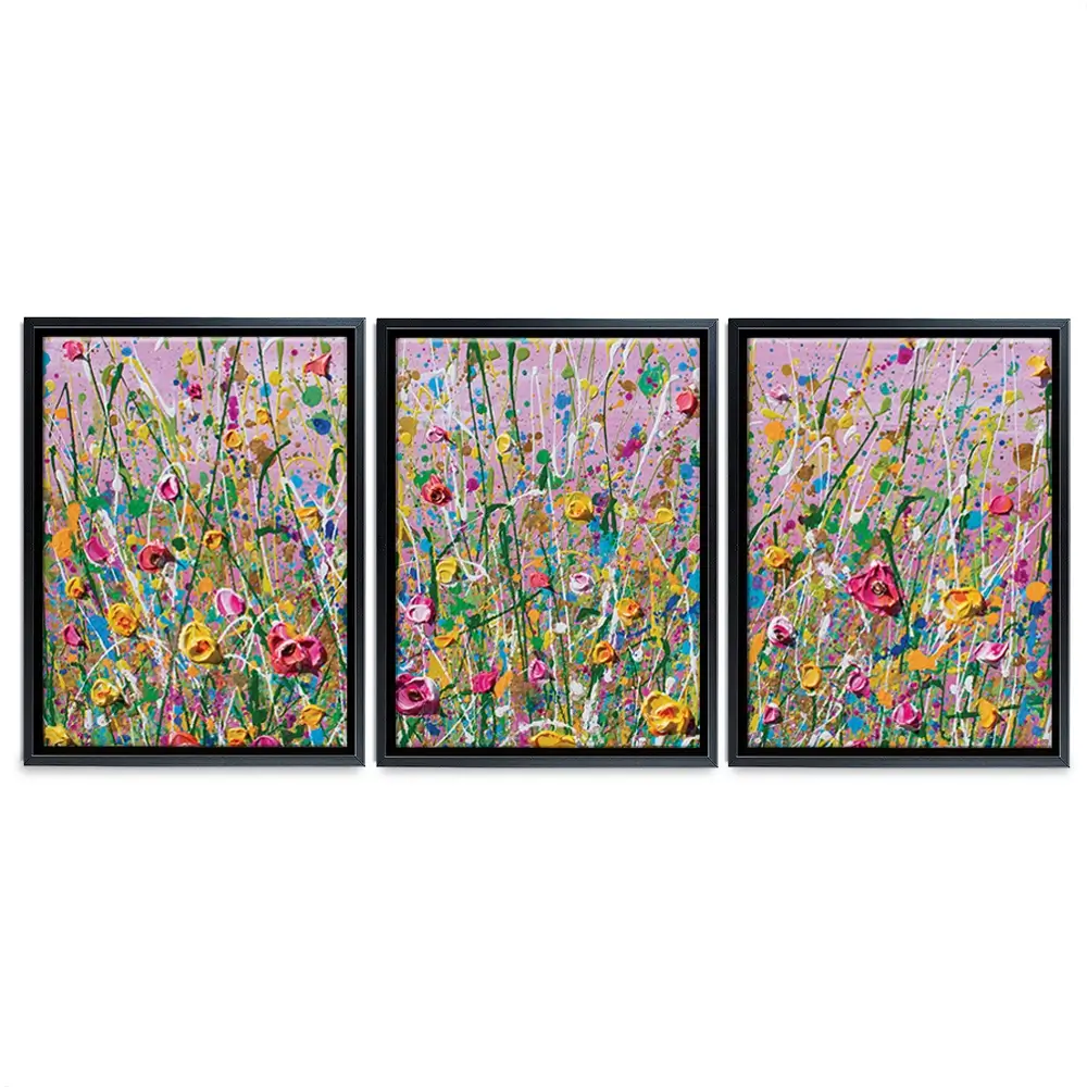 Pink Meadow Trio Canvas Print Pink Meadow Trio Canvas Print wall art product Olga Tkachyk