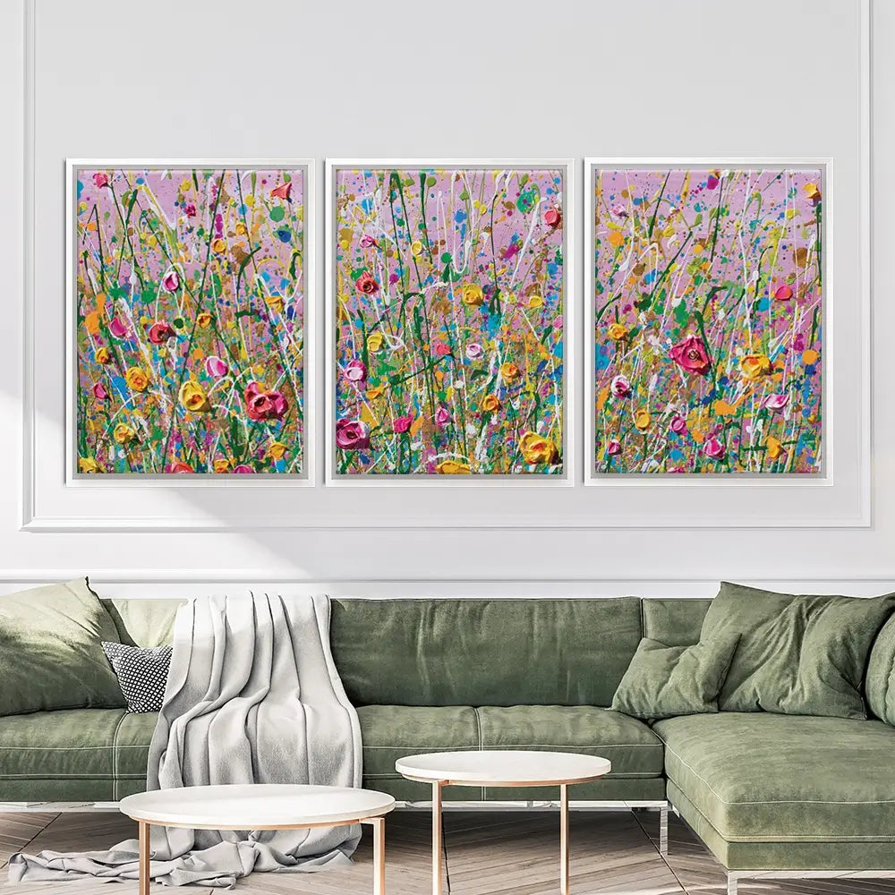 Pink Meadow Trio Canvas Print Pink Meadow Trio Canvas Print wall art product Olga Tkachyk