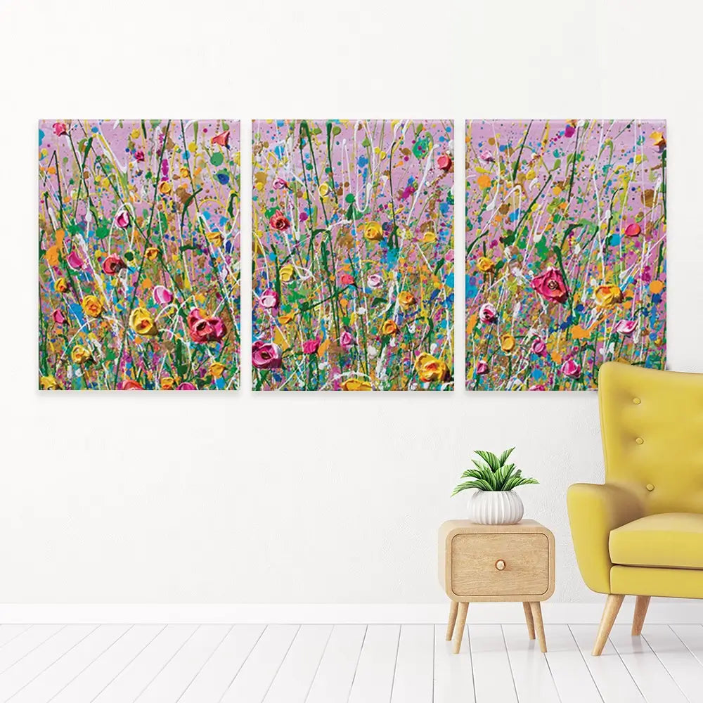 Pink Meadow Trio Canvas Print Pink Meadow Trio Canvas Print wall art product Olga Tkachyk