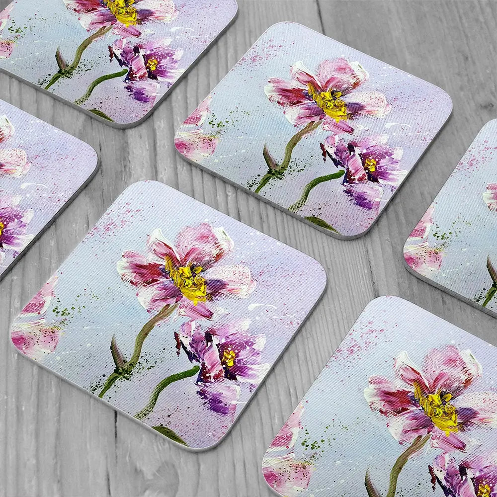 Pink Peonies Coaster Set Pink Peonies Coaster Set wall art product Art Print Shop