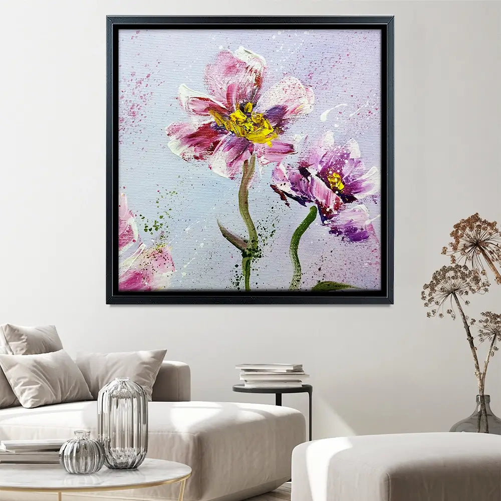 Pink Peonies Square Canvas Print Pink Peonies Square Canvas Print wall art product Art Print Shop