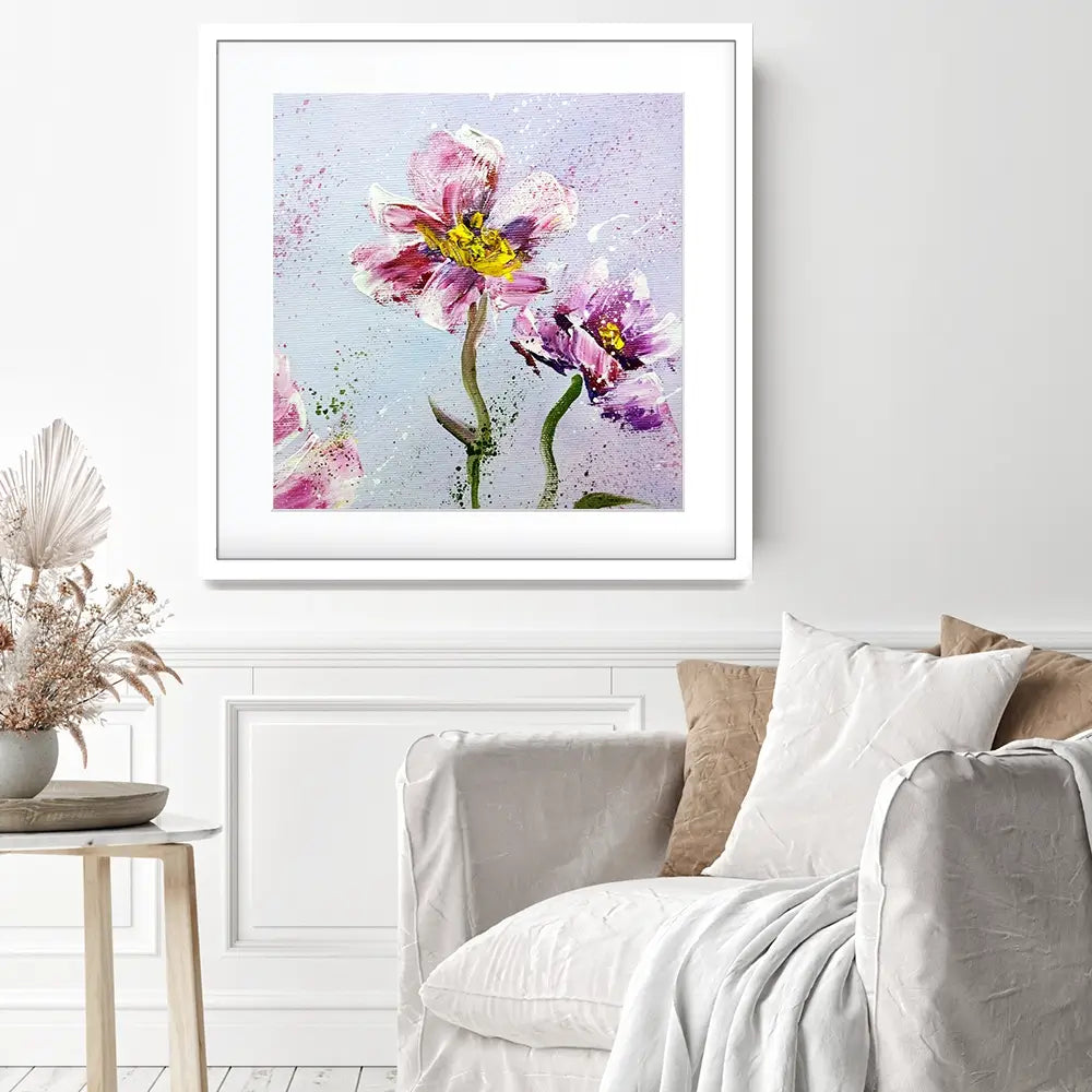 Pink Peonies Square Framed Art Print Pink Peonies Square Framed Art Print wall art product Art Print Shop