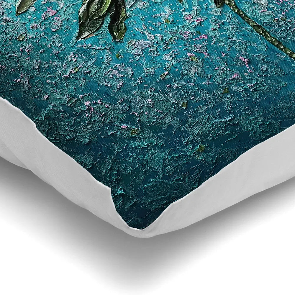 Pink Peony On Blue Cushion Pink Peony On Blue Cushion wall art product Nada Khatib