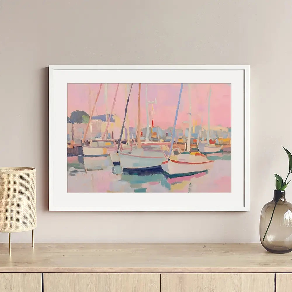 Pink Sailboat Framed Art Print Pink Sailboat Framed Art Print wall art product NiniArt - Independent
