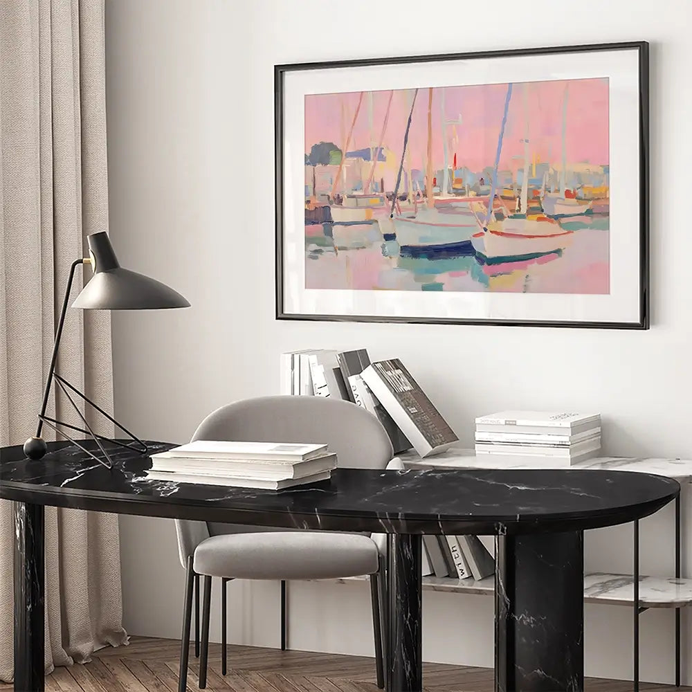 Pink Sailboat Framed Art Print Pink Sailboat Framed Art Print wall art product NiniArt - Independent