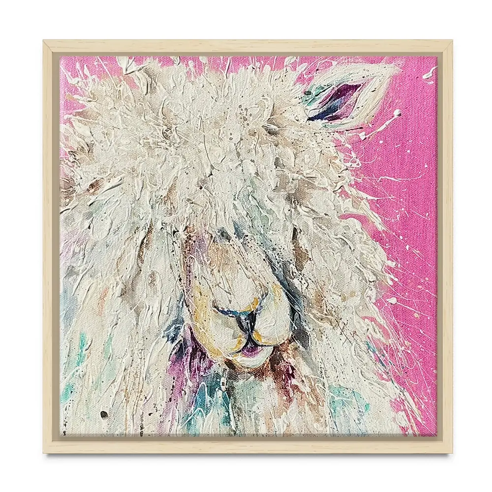 Pink Sheep Square Canvas Print Pink Sheep Square Canvas Print wall art product Nicola Jane Rowles