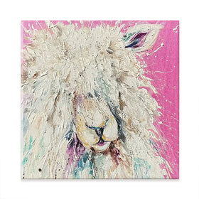 Pink Sheep Square Canvas Print Pink Sheep Square Canvas Print wall art product Nicola Jane Rowles